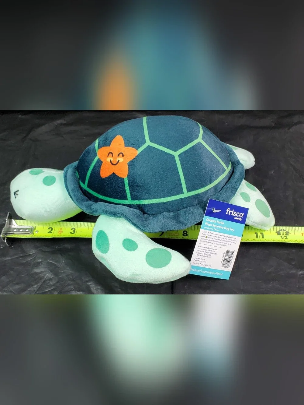 Frisco by Chewy Coastal Turtle Plush Squeaky Crinkles Dog Toy- Size M/L - NWT